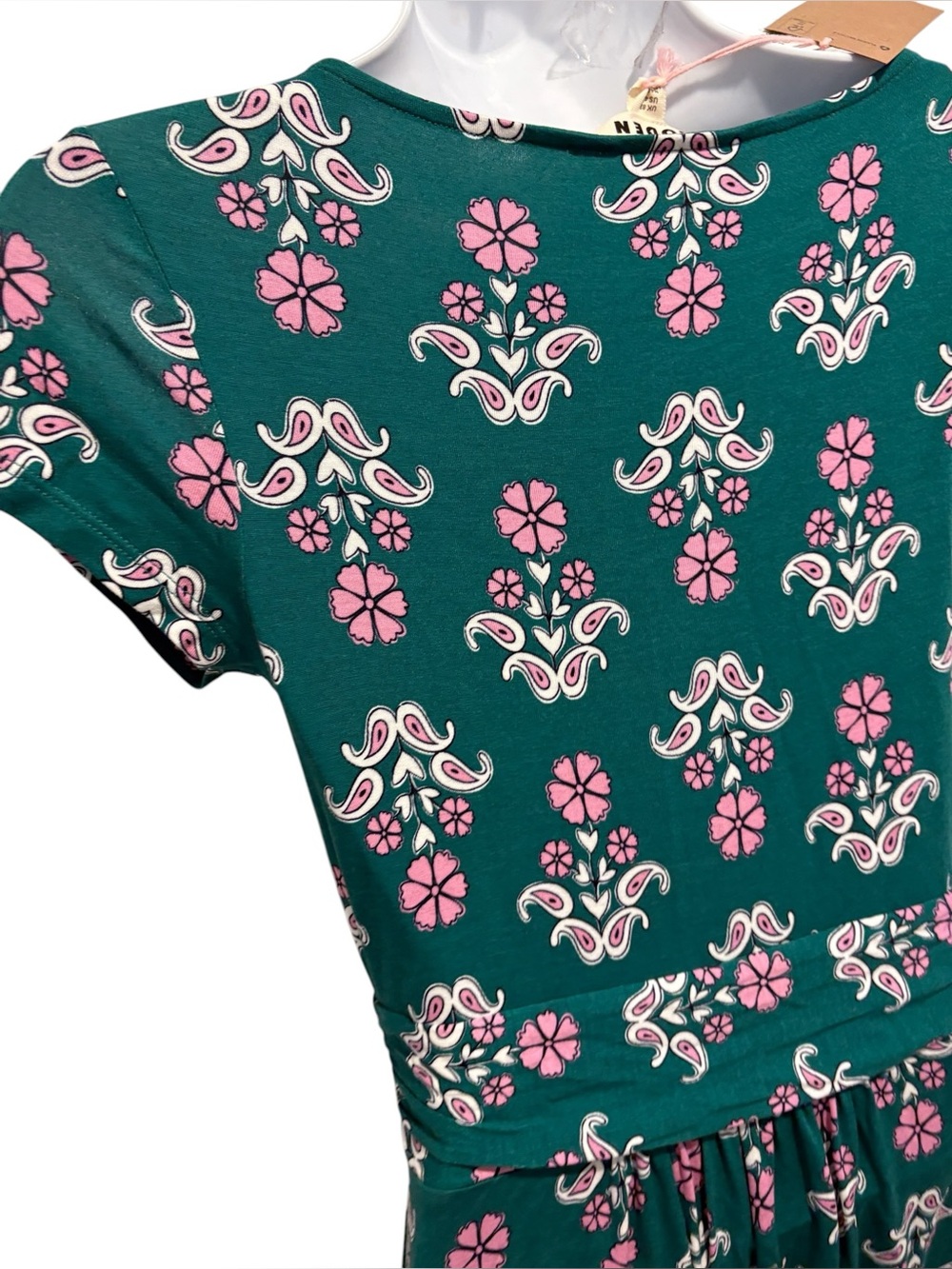 NWT BODEN Amelie Floral Jersey Dress Short Sleeve Green Size 4 - Picture 9 of 14